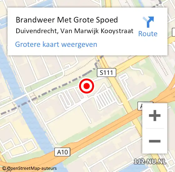 Locatie op kaart van de 112 melding: Brandweer Met Grote Spoed Naar Duivendrecht, Van Marwijk Kooystraat op 1 december 2024 00:40