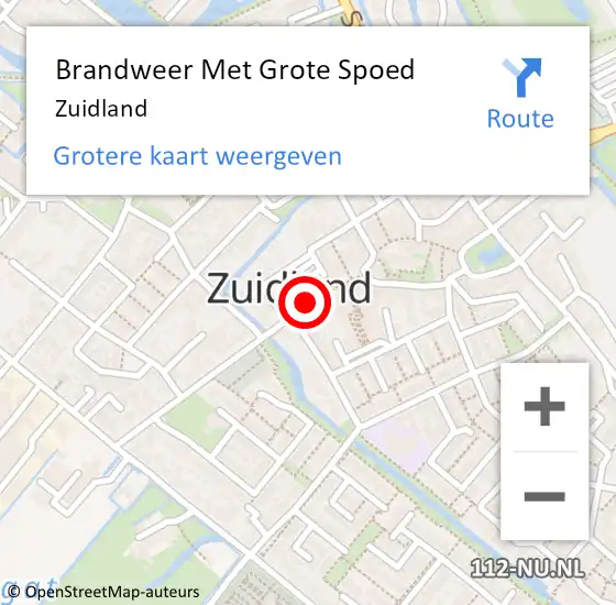 Locatie op kaart van de 112 melding: Brandweer Met Grote Spoed Naar Zuidland op 1 december 2024 00:41