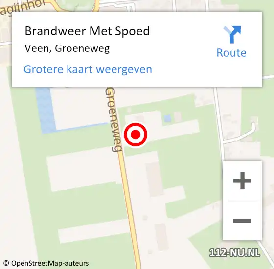 Locatie op kaart van de 112 melding: Brandweer Met Spoed Naar Veen, Groeneweg op 1 december 2024 00:54