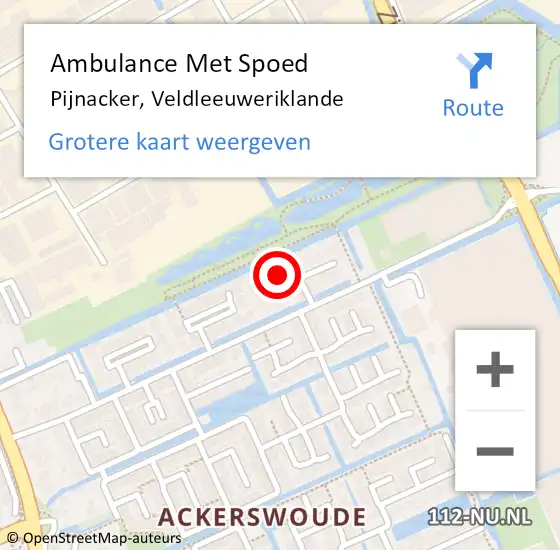 Locatie op kaart van de 112 melding: Ambulance Met Spoed Naar Pijnacker, Veldleeuweriklande op 1 december 2024 00:57