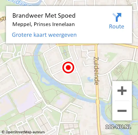 Locatie op kaart van de 112 melding: Brandweer Met Spoed Naar Meppel, Prinses Irenelaan op 1 december 2024 01:40