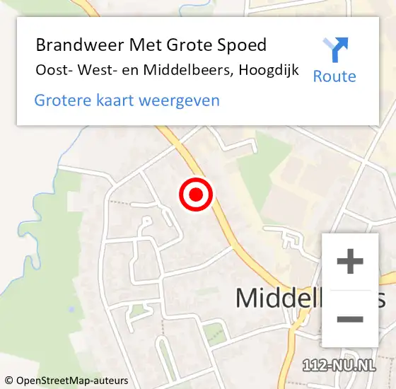 Locatie op kaart van de 112 melding: Brandweer Met Grote Spoed Naar Middelbeers, Hoogdijk op 1 december 2024 01:54