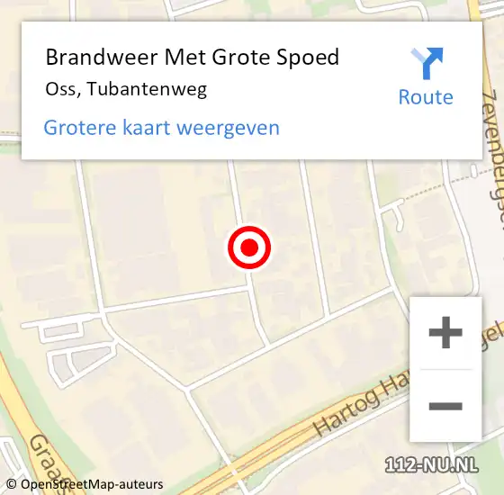 Locatie op kaart van de 112 melding: Brandweer Met Grote Spoed Naar Oss, Tubantenweg op 1 december 2024 01:55