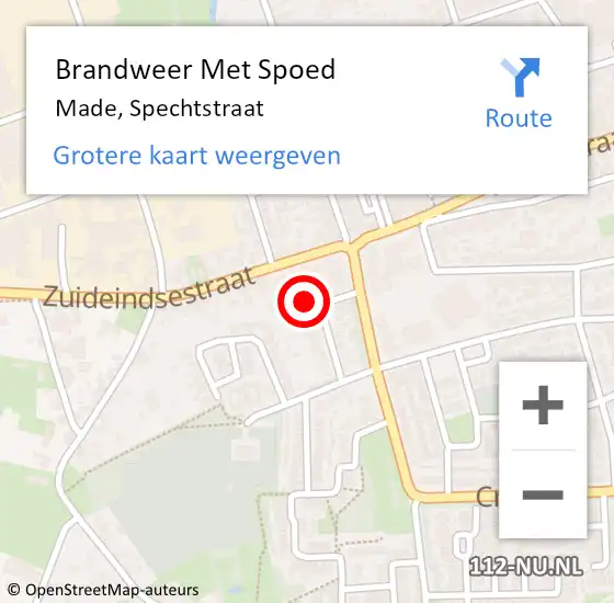 Locatie op kaart van de 112 melding: Brandweer Met Spoed Naar Made, Spechtstraat op 1 december 2024 02:10