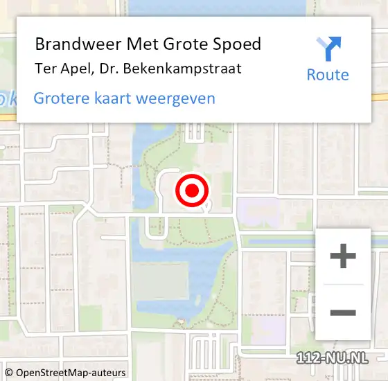 Locatie op kaart van de 112 melding: Brandweer Met Grote Spoed Naar Ter Apel, Dr. Bekenkampstraat op 1 december 2024 02:20