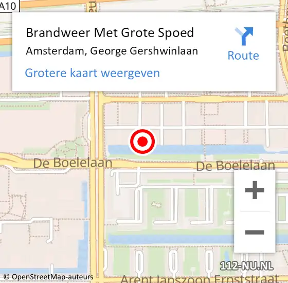 Locatie op kaart van de 112 melding: Brandweer Met Grote Spoed Naar Amsterdam, George Gershwinlaan op 1 december 2024 03:54