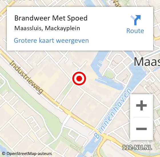 Locatie op kaart van de 112 melding: Brandweer Met Spoed Naar Maassluis, Mackayplein op 1 december 2024 08:40