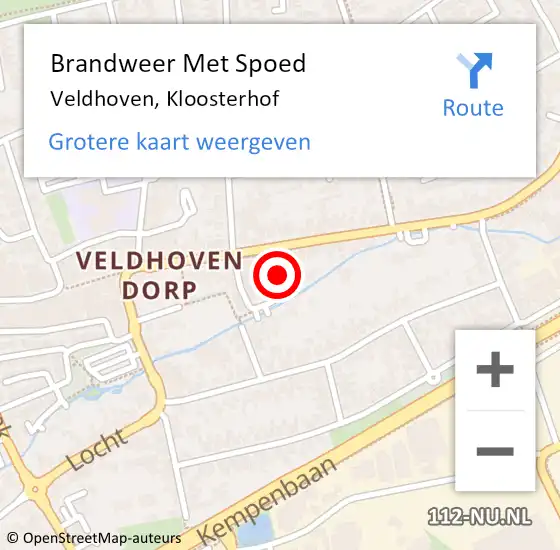 Locatie op kaart van de 112 melding: Brandweer Met Spoed Naar Veldhoven, Kloosterhof op 1 december 2024 08:42