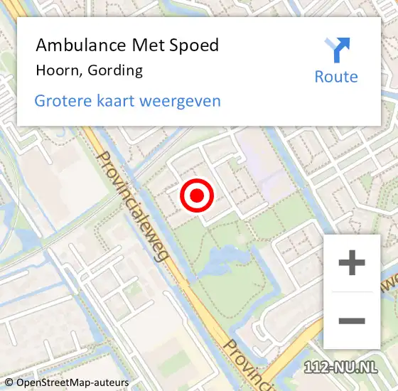 Locatie op kaart van de 112 melding: Ambulance Met Spoed Naar Hoorn, Gording op 1 december 2024 09:50