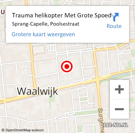 Locatie op kaart van de 112 melding: Trauma helikopter Met Grote Spoed Naar Sprang-Capelle, Poolsestraat op 1 december 2024 09:59