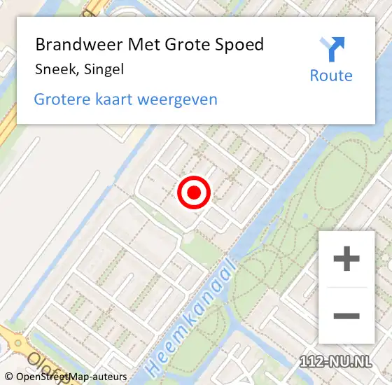 Locatie op kaart van de 112 melding: Brandweer Met Grote Spoed Naar Sneek, Singel op 1 december 2024 10:05