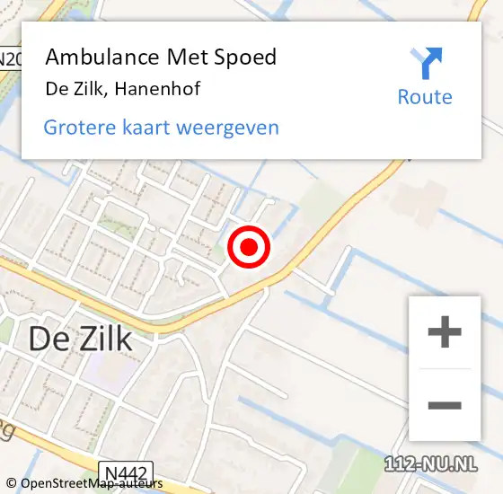 Locatie op kaart van de 112 melding: Ambulance Met Spoed Naar De Zilk, Hanenhof op 1 december 2024 10:07