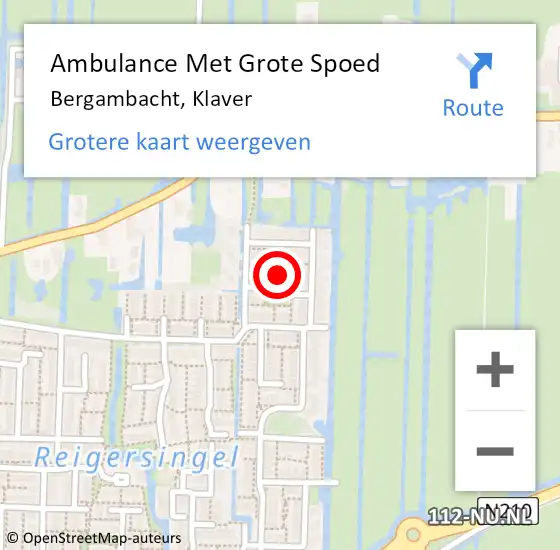 Locatie op kaart van de 112 melding: Ambulance Met Grote Spoed Naar Bergambacht, Klaver op 28 oktober 2014 20:00