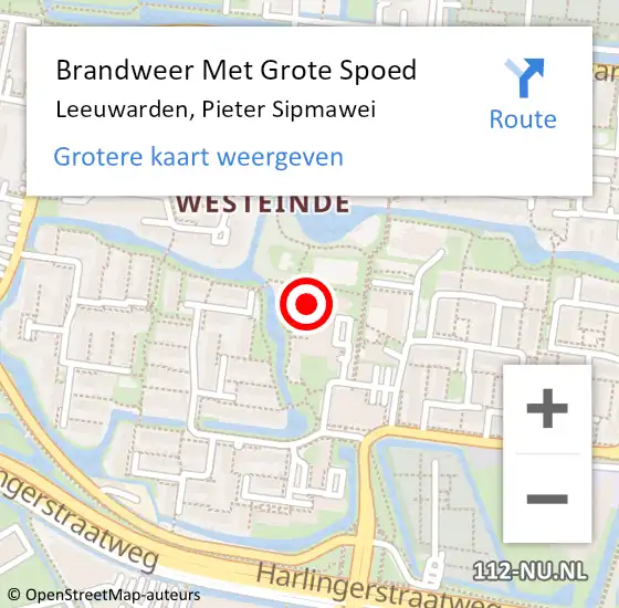 Locatie op kaart van de 112 melding: Brandweer Met Grote Spoed Naar Leeuwarden, Pieter Sipmawei op 1 december 2024 10:21