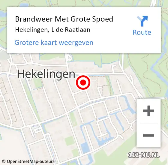 Locatie op kaart van de 112 melding: Brandweer Met Grote Spoed Naar Hekelingen, L de Raatlaan op 1 december 2024 11:02