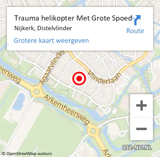 Locatie op kaart van de 112 melding: Trauma helikopter Met Grote Spoed Naar Nijkerk, Distelvlinder op 1 december 2024 11:19