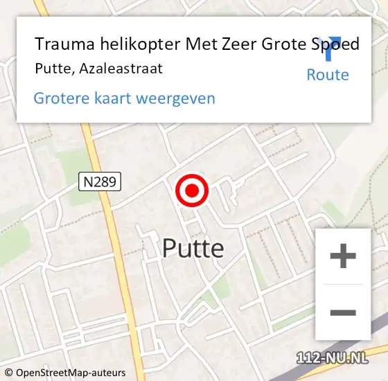 Locatie op kaart van de 112 melding: Trauma helikopter Met Zeer Grote Spoed Naar Putte, Azaleastraat op 1 december 2024 11:44