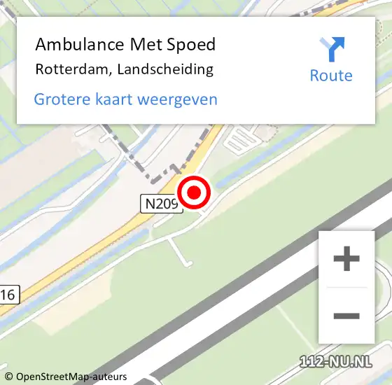 Locatie op kaart van de 112 melding: Ambulance Met Spoed Naar Rotterdam, Landscheiding op 1 december 2024 12:01