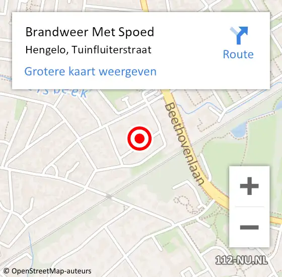 Locatie op kaart van de 112 melding: Brandweer Met Spoed Naar Hengelo, Tuinfluiterstraat op 1 december 2024 12:18