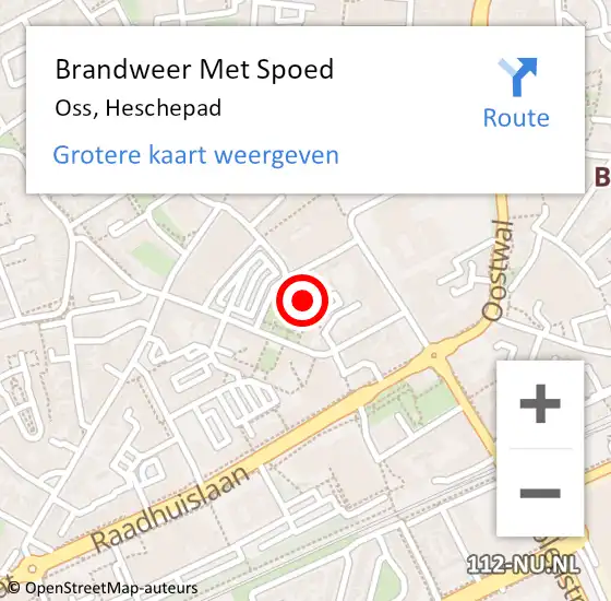 Locatie op kaart van de 112 melding: Brandweer Met Spoed Naar Oss, Heschepad op 1 december 2024 12:29