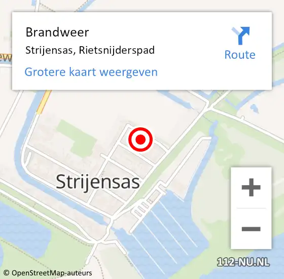 Locatie op kaart van de 112 melding: Brandweer Strijensas, Rietsnijderspad op 1 december 2024 12:34