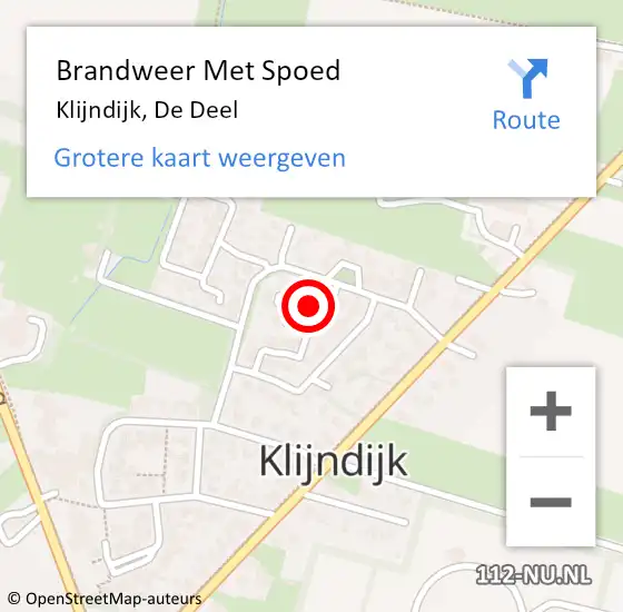 Locatie op kaart van de 112 melding: Brandweer Met Spoed Naar Klijndijk, De Deel op 1 december 2024 12:38