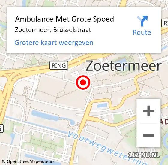 Locatie op kaart van de 112 melding: Ambulance Met Grote Spoed Naar Zoetermeer, Brusselstraat op 1 december 2024 12:42