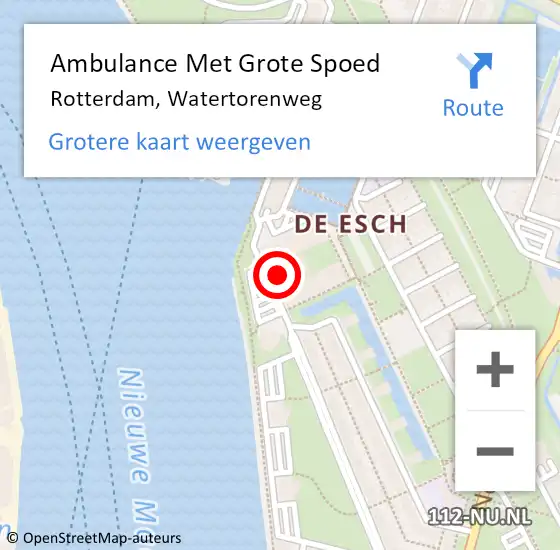 Locatie op kaart van de 112 melding: Ambulance Met Grote Spoed Naar Rotterdam, Watertorenweg op 1 december 2024 13:10