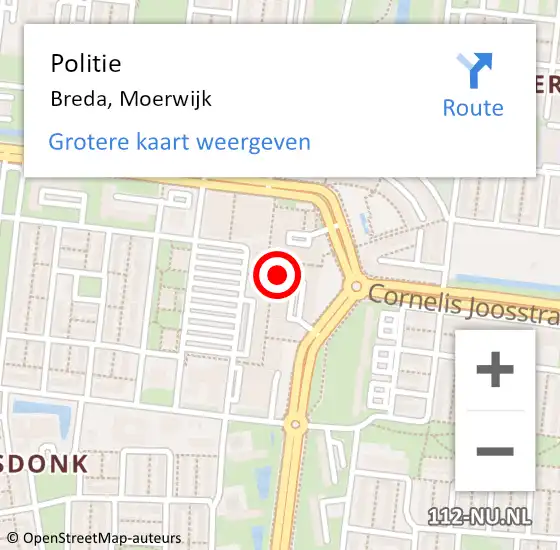 Locatie op kaart van de 112 melding: Politie Breda, Moerwijk op 1 december 2024 13:24