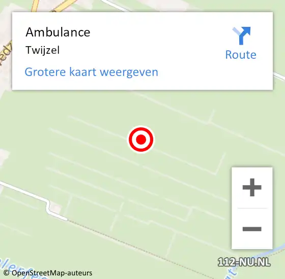 Locatie op kaart van de 112 melding: Ambulance Twijzel op 1 december 2024 14:08