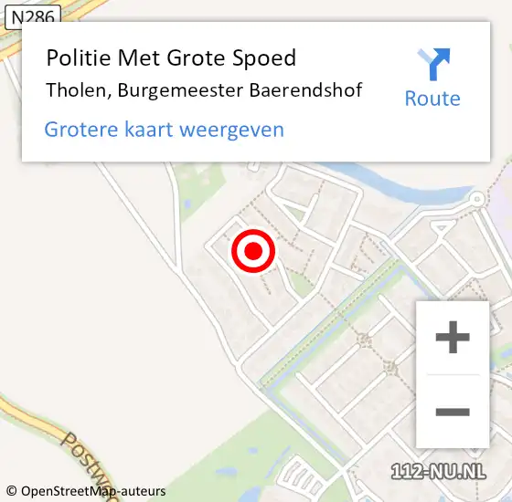 Locatie op kaart van de 112 melding: Politie Met Grote Spoed Naar Tholen, Burgemeester Baerendshof op 1 december 2024 14:24