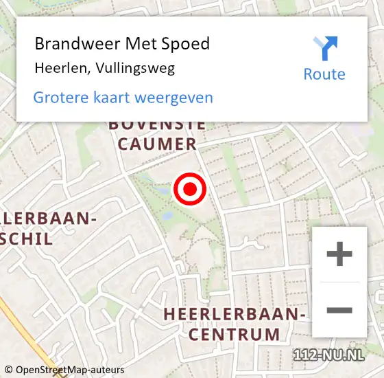 Locatie op kaart van de 112 melding: Brandweer Met Spoed Naar Heerlen, Vullingsweg op 1 december 2024 14:25