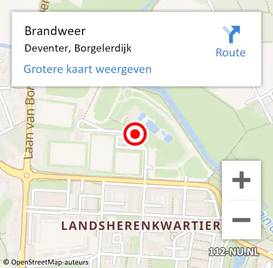 Locatie op kaart van de 112 melding: Brandweer Deventer, Borgelerdijk op 1 december 2024 14:37