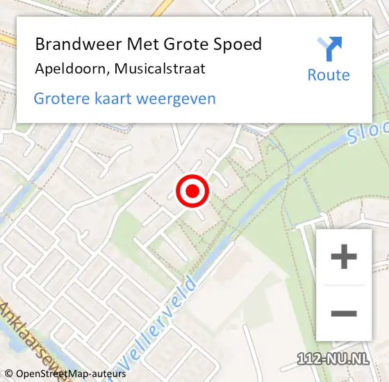 Locatie op kaart van de 112 melding: Brandweer Met Grote Spoed Naar Apeldoorn, Musicalstraat op 1 december 2024 14:58