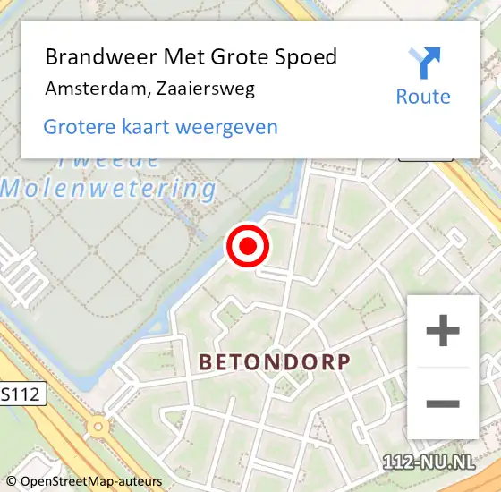 Locatie op kaart van de 112 melding: Brandweer Met Grote Spoed Naar Amsterdam, Zaaiersweg op 1 december 2024 15:05