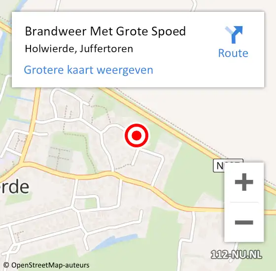 Locatie op kaart van de 112 melding: Brandweer Met Grote Spoed Naar Holwierde, Juffertoren op 1 december 2024 15:17