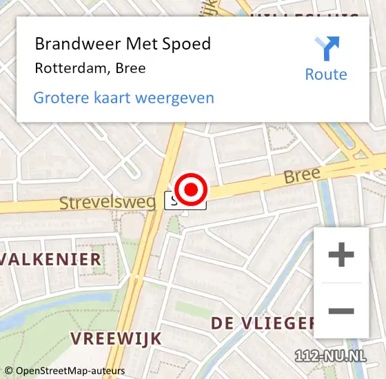 Locatie op kaart van de 112 melding: Brandweer Met Spoed Naar Rotterdam, Bree op 1 december 2024 15:22