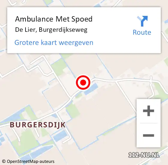 Locatie op kaart van de 112 melding: Ambulance Met Spoed Naar De Lier, Burgerdijkseweg op 1 december 2024 15:23