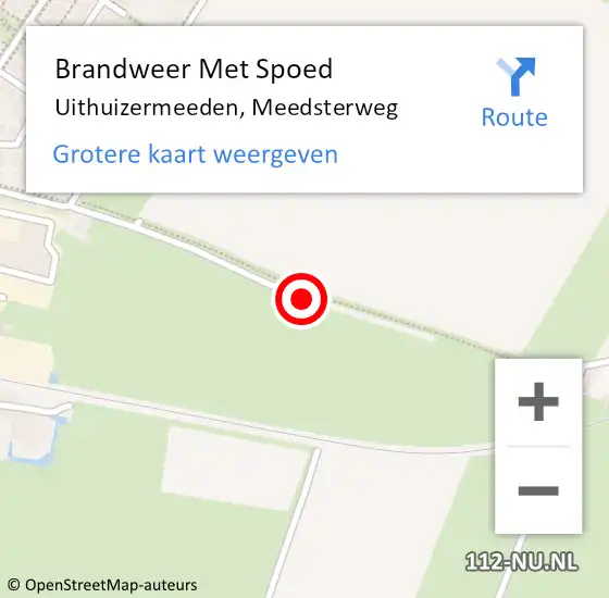 Locatie op kaart van de 112 melding: Brandweer Met Spoed Naar Uithuizermeeden, Meedsterweg op 28 oktober 2014 20:40