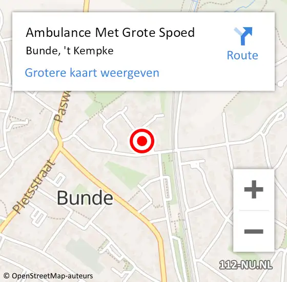 Locatie op kaart van de 112 melding: Ambulance Met Grote Spoed Naar Bunde, 't Kempke op 28 oktober 2014 20:42