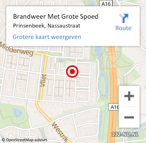 Locatie op kaart van de 112 melding: Brandweer Met Grote Spoed Naar Prinsenbeek, Nassaustraat op 1 december 2024 15:43