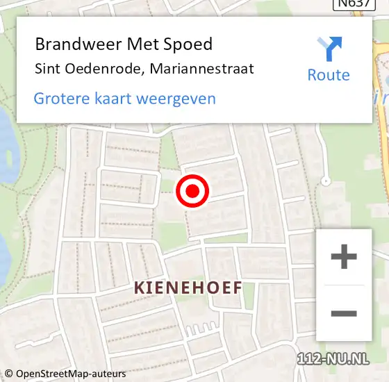 Locatie op kaart van de 112 melding: Brandweer Met Spoed Naar Sint Oedenrode, Mariannestraat op 1 december 2024 15:44