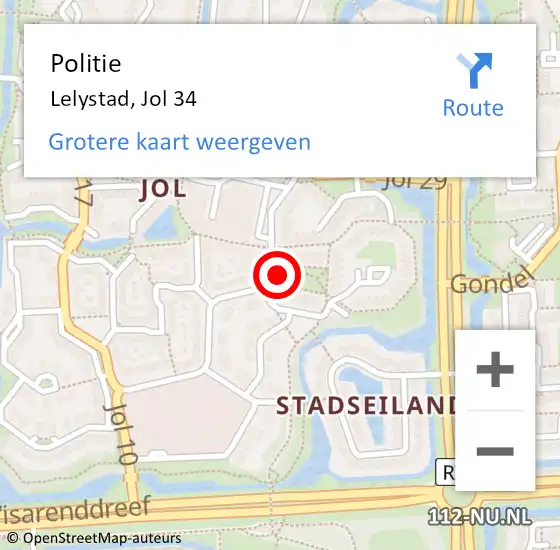 Locatie op kaart van de 112 melding: Politie Lelystad, Jol 34 op 1 december 2024 15:58