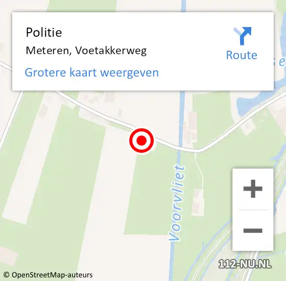 Locatie op kaart van de 112 melding: Politie Meteren, Voetakkerweg op 1 december 2024 16:16