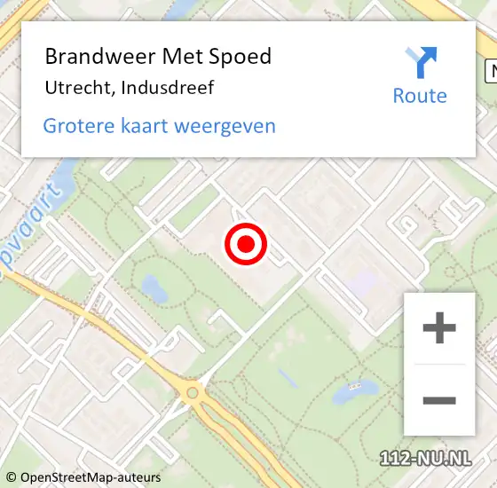 Locatie op kaart van de 112 melding: Brandweer Met Spoed Naar Utrecht, Indusdreef op 1 december 2024 16:22