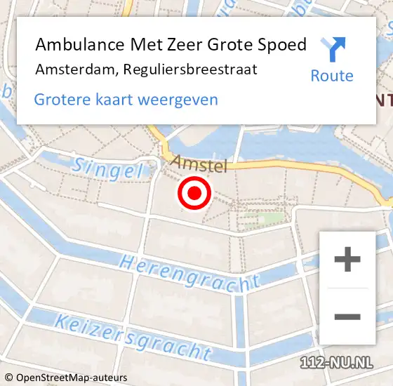 Locatie op kaart van de 112 melding: Ambulance Met Zeer Grote Spoed Naar Amsterdam, Reguliersbreestraat op 1 december 2024 16:23