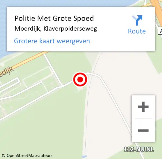 Locatie op kaart van de 112 melding: Politie Met Grote Spoed Naar Moerdijk, Klaverpolderseweg op 1 december 2024 16:45