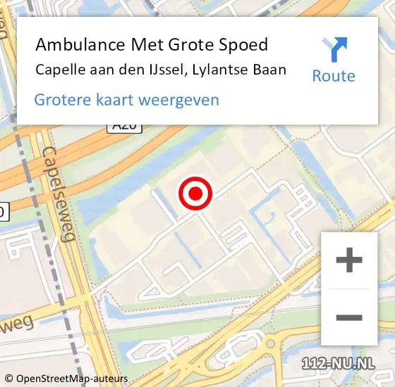 Locatie op kaart van de 112 melding: Ambulance Met Grote Spoed Naar Capelle aan den IJssel, Lylantse Baan op 1 december 2024 16:56