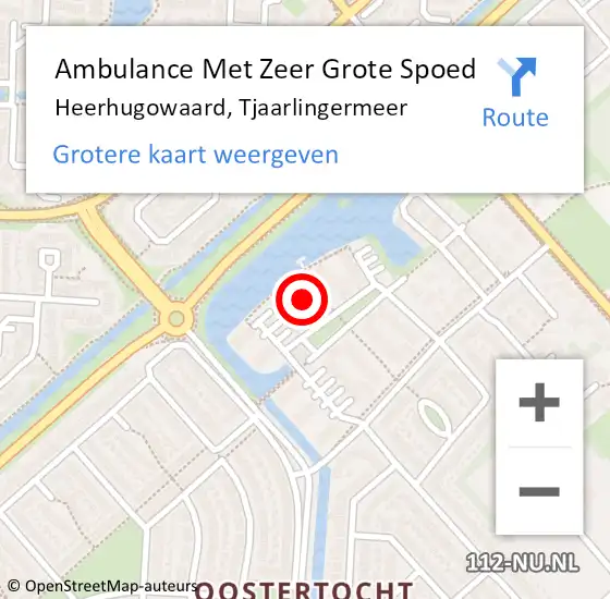 Locatie op kaart van de 112 melding: Ambulance Met Zeer Grote Spoed Naar Heerhugowaard, Tjaarlingermeer op 1 december 2024 17:07