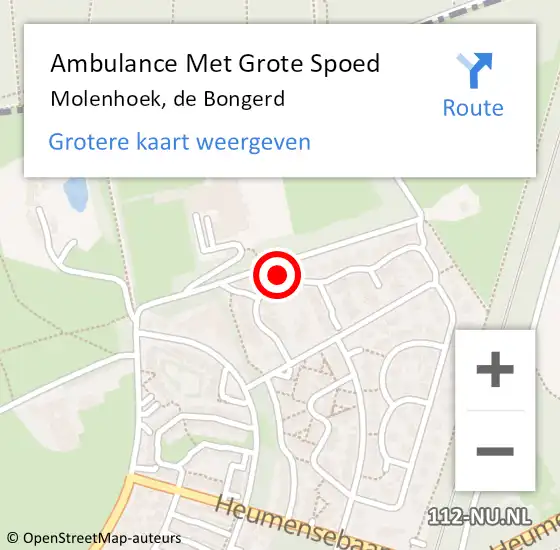 Locatie op kaart van de 112 melding: Ambulance Met Grote Spoed Naar Molenhoek, de Bongerd op 28 oktober 2014 20:56